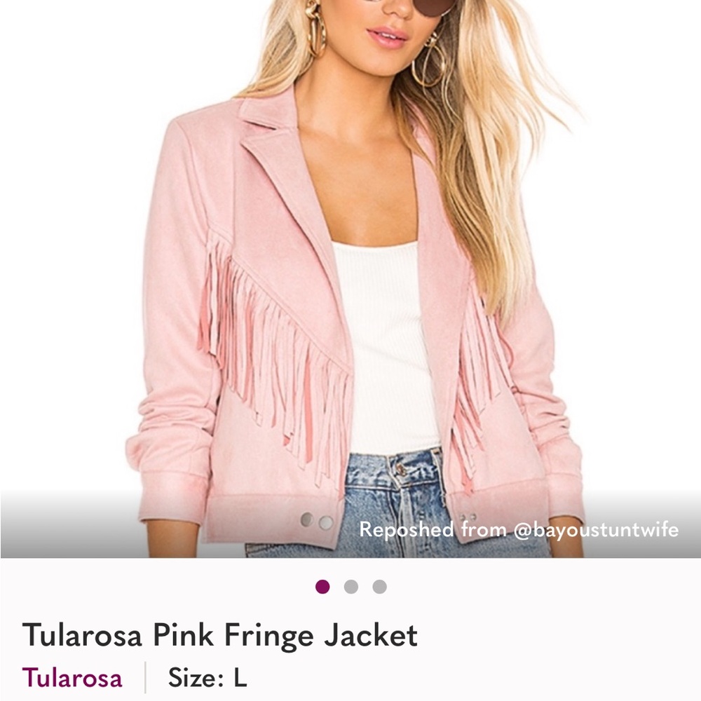 Tularosa Blush Fringe Blazer